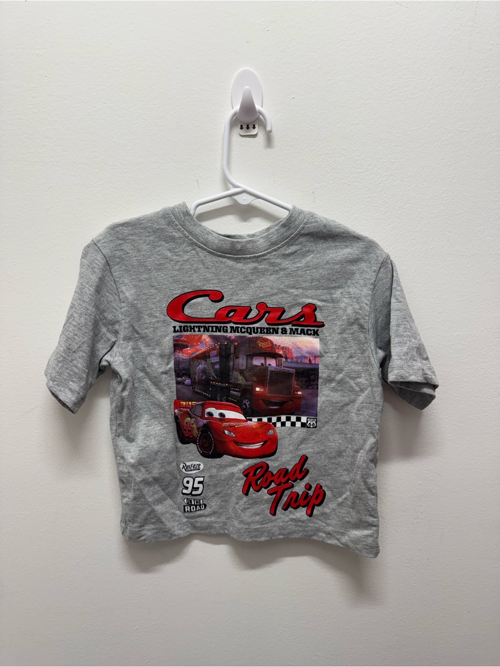 Cars Gray 'Road Trip' Kids T‑Shirt featuring Lightning McQueen